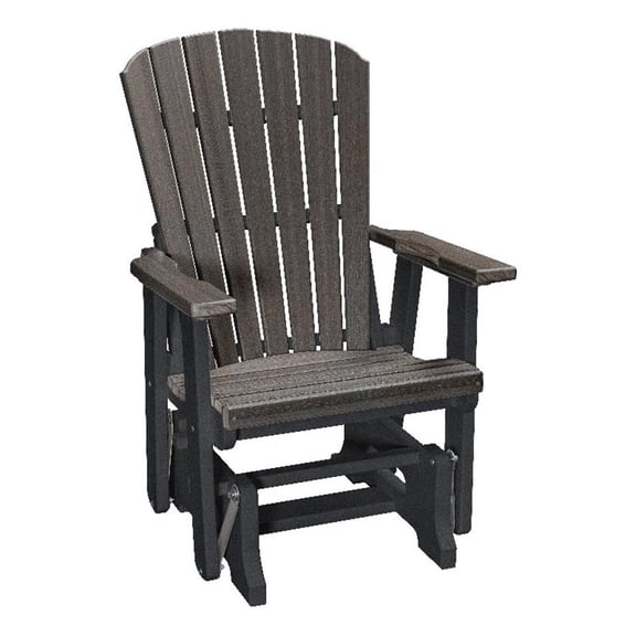 American Furniture Classics Model 515CGBK Fan Back Glider in Coastal Gray Woodgrain with a Black Base