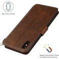 thumbnail image 4 of for iPhone Xs/iPhone X Wallet Case with Card Holder Slots,Kickstand Phone Cover Premium Leather Magnetic Closure Slim Flip Shockproof Wrist Strap Case for iPhone Xs 5.8",Brown, 4 of 14
