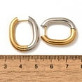 thumbnail image 3 of 5Pair Rectangle Ion Plating(IP) 304 Stainless Steel Hoop Earrings for Women Golden & Stainless Steel Color 23.5x19.5mm, 3 of 6