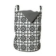 thumbnail image 1 of Black and White Laundry Bag, Celtic Star Pattern with Arrows with Polka Dots Floral Canonical Design, Basket with Handles Drawstring Closure for Laundromats, 13" x 19", Black White, by Ambesonne, 1 of 4