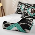 thumbnail image 4 of Feelyou Cowhide B Letter Quilt King for Women Girls, Western Farmhouse Style King Coverlet Set, Turquoise Brown, 3pcs, 4 of 7