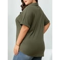 thumbnail image 3 of Cuteduck Womens Plus Size Casual Henley Waffle Knit Button-Up Top Short Sleeve Polo Shirt 1X-5X, 3 of 10