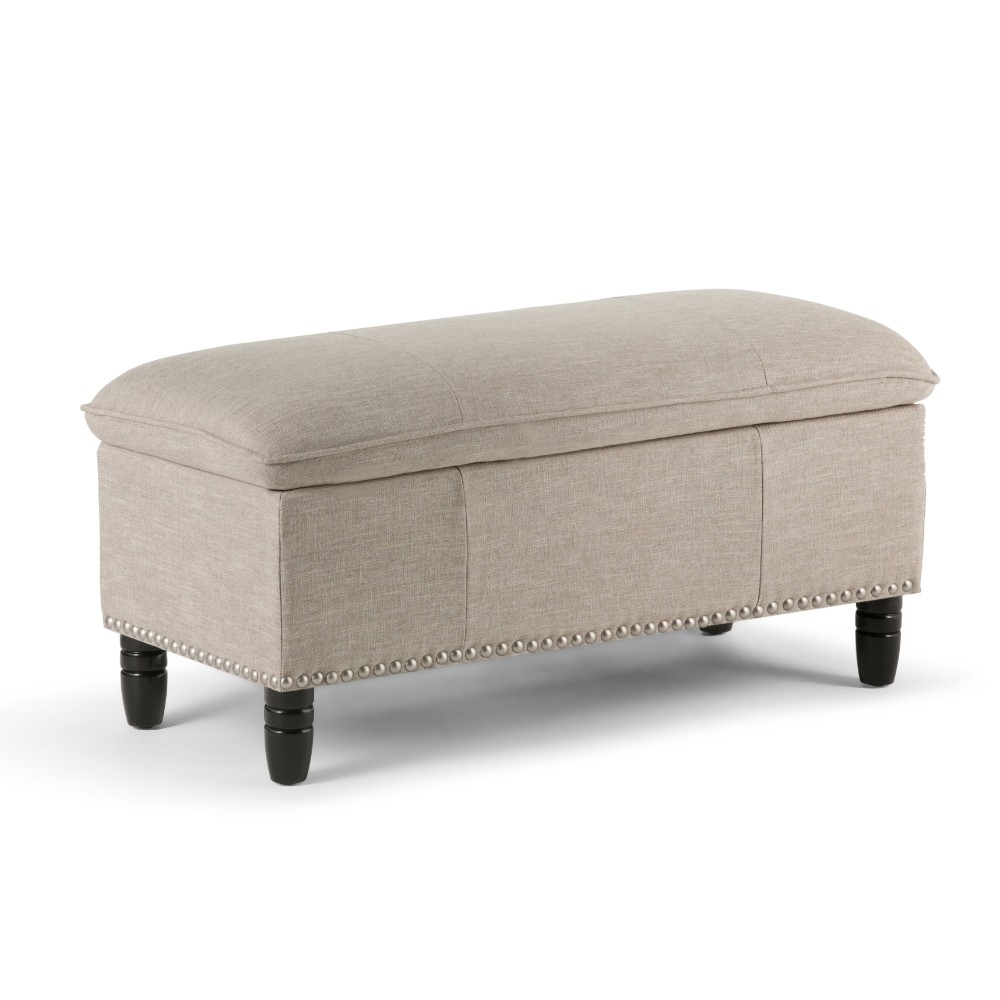Simpli Home Emily Pillow Top Storage Ottoman Bench