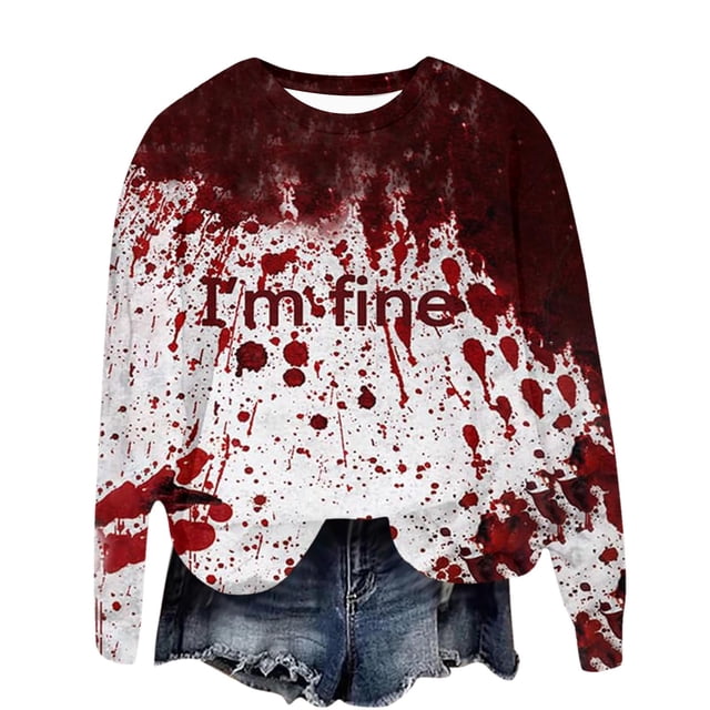VBARHMQRT Womens Sweatshirt Womens Print Sweatshirt Oversize Sweatshirts Crewneck Long Sleeve Pullover Top