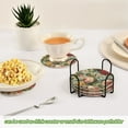 thumbnail image 7 of 6 Pcs Drink Coasters with Holder 3.94in Woven Coasters for Drinks Floral Pattern with Roses Coaster Set for Protection Table, 7 of 7
