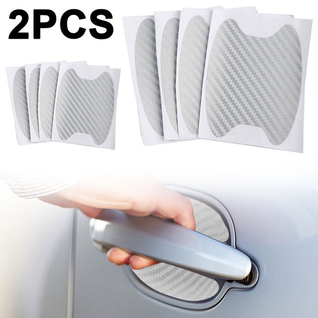 4 Uds Pegatina Fibra Carbono para Coche Manija Puerta Película Protectora Antiarañazos Pegatina Antiarañazos para Puerta Coche 3D (plata)
