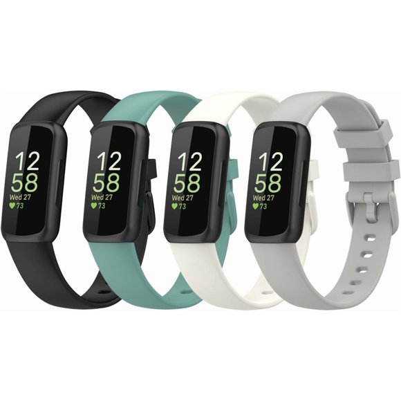 MYKOMI 4Pack Bands Compatible for Fitbit Inspire 3 Fitness Tracker for Women Men, Sport Silicone Replacement Straps for Inspire 3 Fitbit Bands Accessories