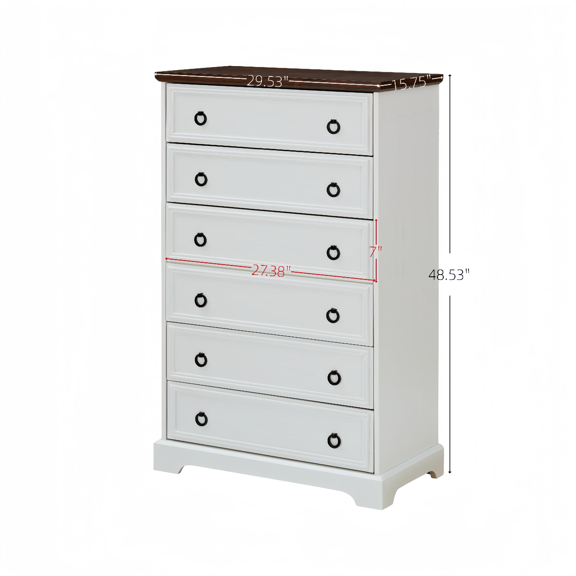 Leumius Modern 6 Drawer Dresser for Bedroom,Tall Chest of Drawers Closet Organizers & Storage Clothes for Living Room,Hallway,White
