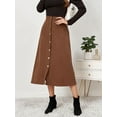thumbnail image 3 of 1 piece corduroy long skirt-brown-M, 3 of 5