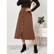 thumbnail image 3 of Falda midi de cintura alta, falda elástica vintage de corte A, falda de pana, 3 of 5