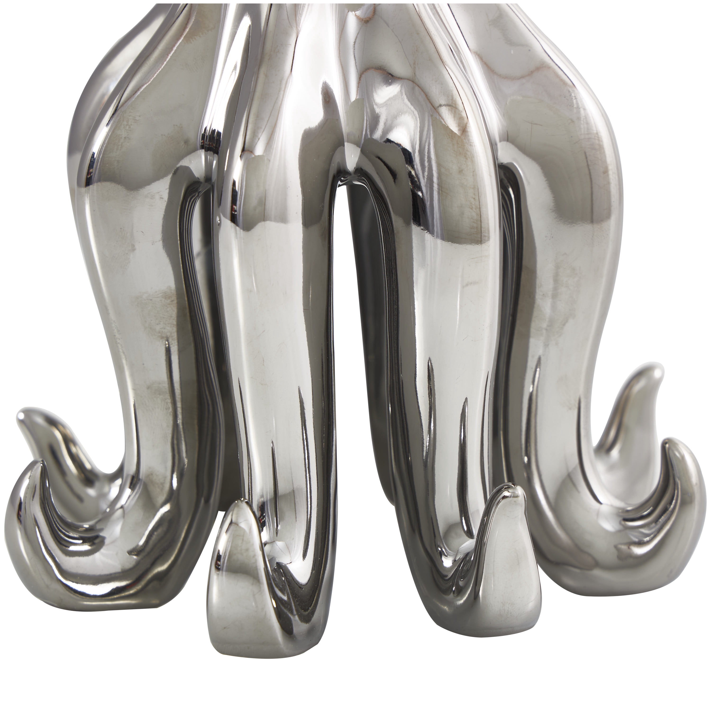 6" x 8" Silver Ceramic Standing Octopus Sculpture, by DecMode