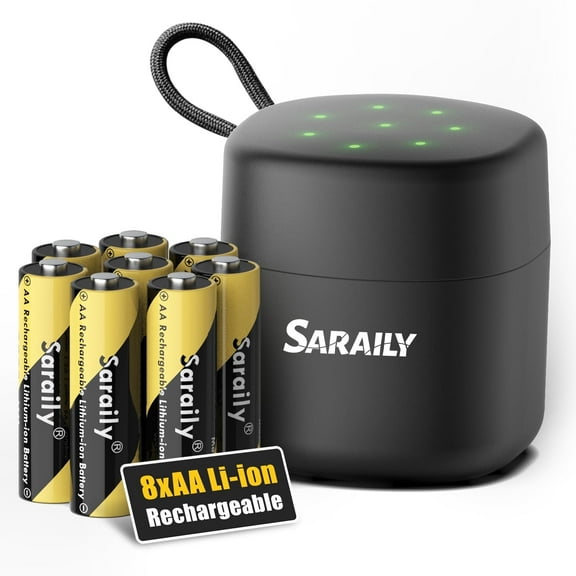 Rechargeable AA lithium batteries (8-pack), with charger, 1.5V 3000mWh, long-lasting and durable, rechargeable over 2000 times, fast charging, suitable for outdoor cameras, game consoles, and remote