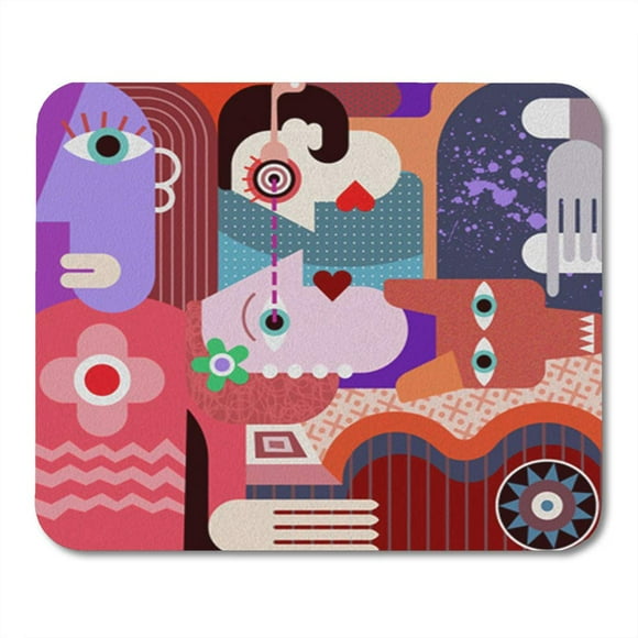 NUDECOR Abstract Three Women Big Dirty Dog Modern Fine Painting Mousepad Mouse Pad Mouse Mat 9x10 inch