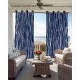 thumbnail image 3 of Vintage Wave Lines Blackout Curtains 54 Inch Length 2 Panels Set for Living Room Bedroom, Classic Minimalist Striped Navy Blue Room Darkening Window Curtains Thermal Black Out Curtain 52"x54", 3 of 8