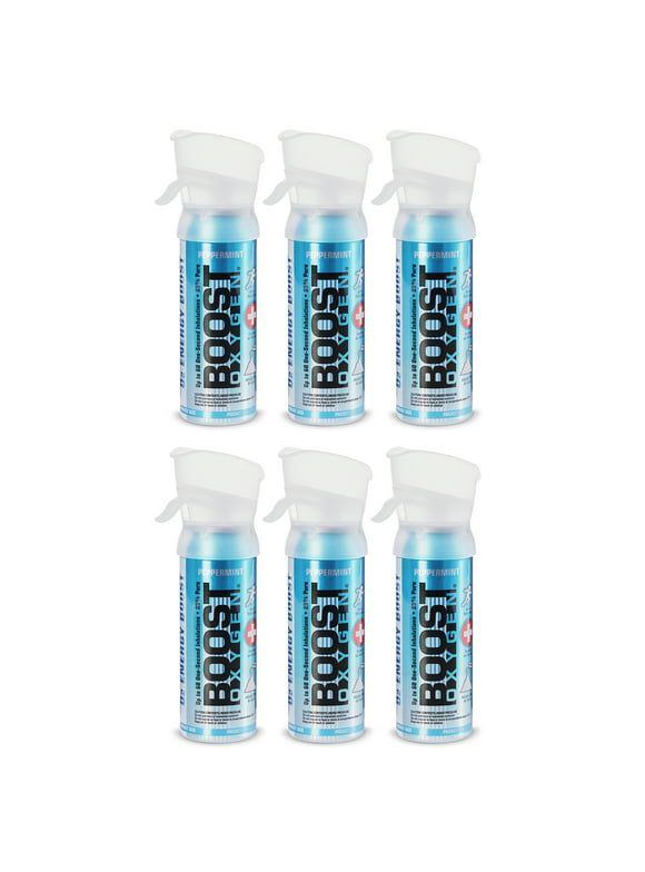 Boost Oxygen 3L Pocket Sized Canned Oxygen with Mouthpiece, Peppermint (6 Pack)