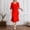 Red, variant on Women's Chiffon Midi Dress 3/4 Bell Sleeve Crewneck Tiered Layered Elegant Wedding Guest Dresses, Party Dress(Red,S)