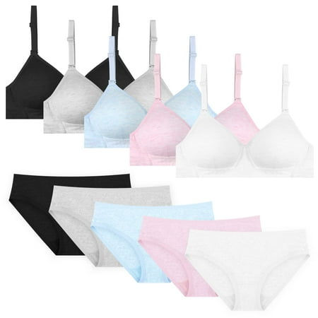 

Phennie s Girls Training Bras Underwear Set Teens Sports Bras for Kids 8-10 10-12 12-14 14-16 Years Cotton Wireless Light Padded Bralette 5 Packs Size 32