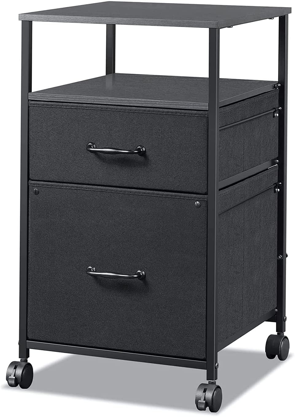 Black Commercial Vertical Cabinet DEVAISE 2-Drawer Mobile File Cabinet with Lock