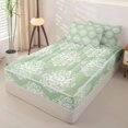 thumbnail image 2 of jejeloiu Ancient Damask Zipper Full Size Comforter Sets with Fitted Sheet and 2 Pillowcases For Girls,Light Floral Zipper Bedding Set,Sage Green White,Reversible,4 Pieces, 2 of 7