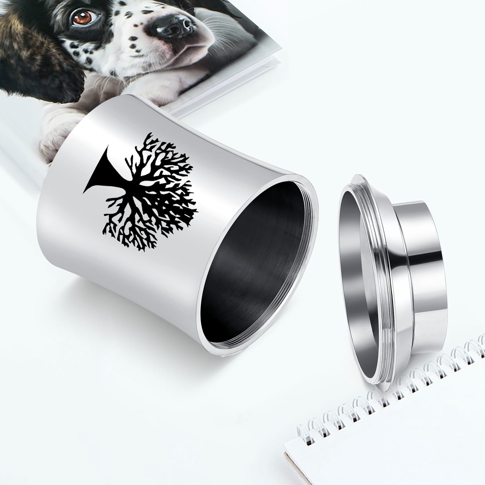 Tree of Life Print 10*7.4cm Small Memorial Cremation Urn for Pet Human Ashes Holder Funeral Keepsake Stainless Steel Cremation Mini Urn