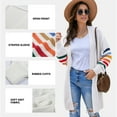 thumbnail image 3 of Aleumdr Plus Size Cardigan for Women Long Sleeve Striped Knit Sweaters Jacket 2XL, 3 of 9