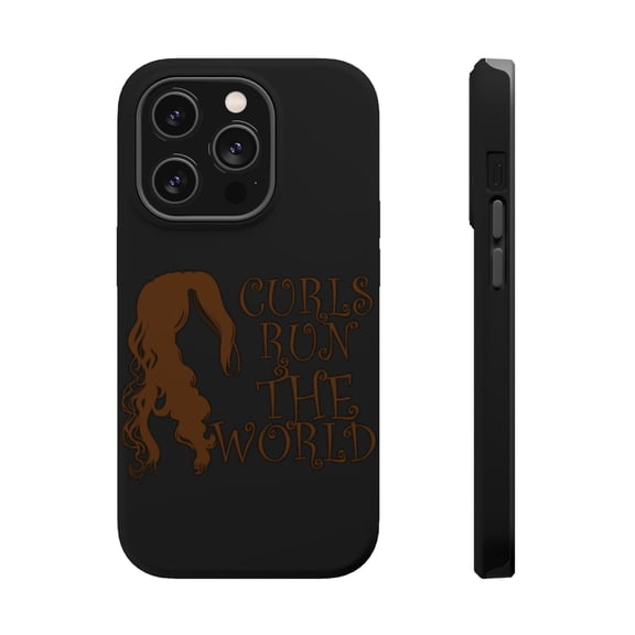 DistinctInk MagSafe Tough Case for Apple iPhone 15 Pro (6.1" Screen) - Curls Run the World - Raised Bezel Screen Guard