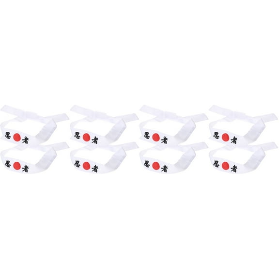 8 pcs Ninja Print Hairband Japanese Headband Ninja Hachimaki Headbands for Women and Men