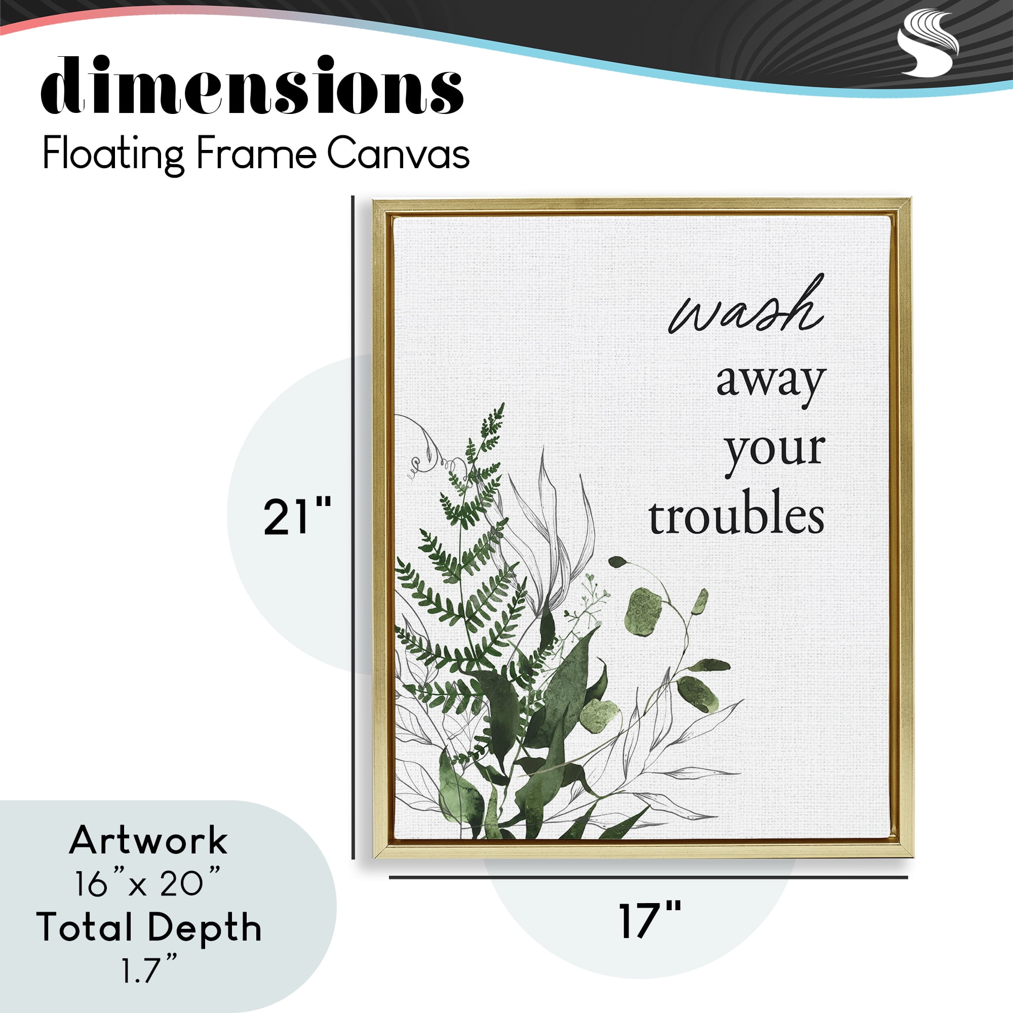 Forest Foliage Wash Away Gold Framed Floater Canvas Wall Art, design by Lettered and Lined