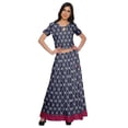 thumbnail image 1 of Moomaya Two Piece Maxi Skirt And Crop Top Printed Cotton Ethnic Set For Girls, 1 of 6