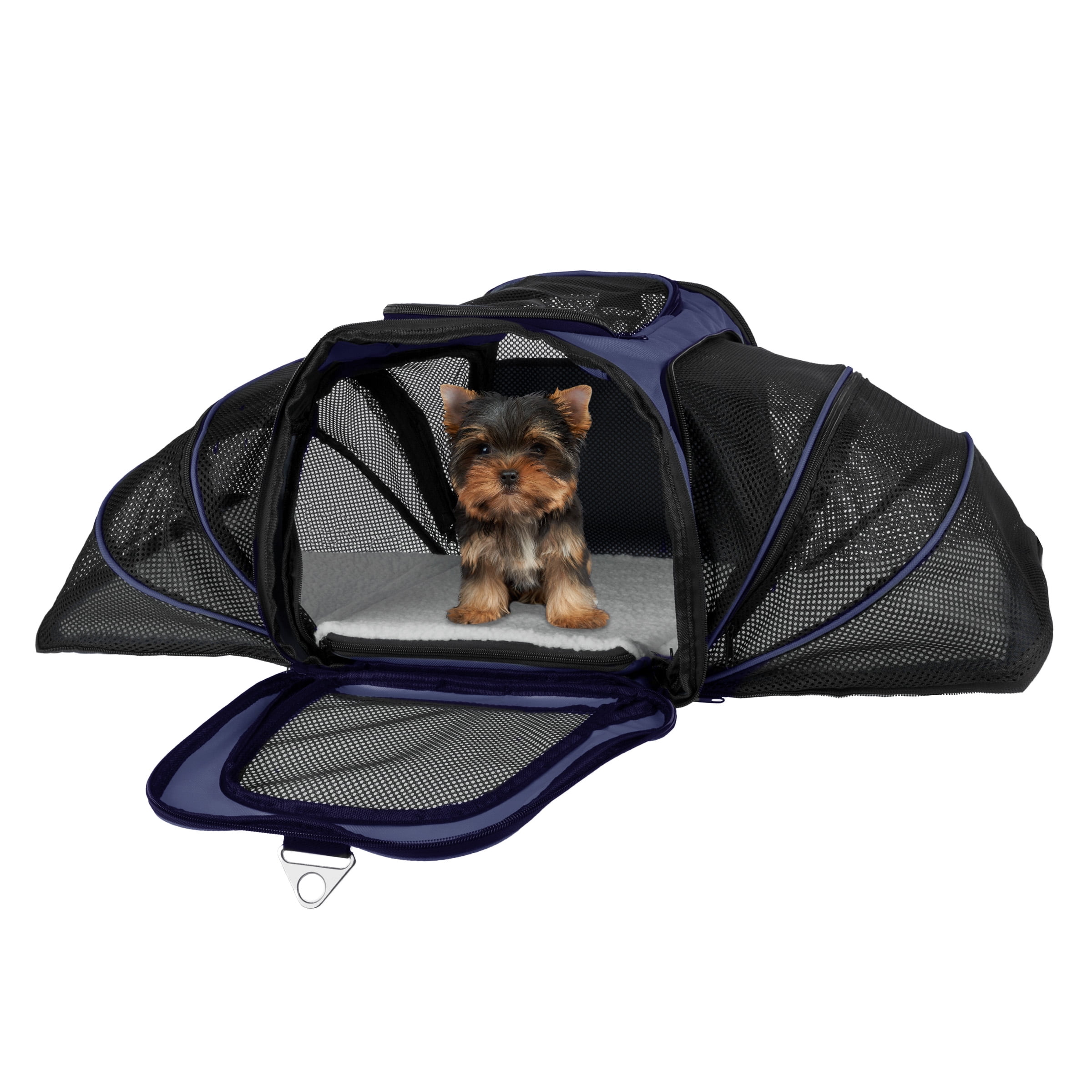 Petmaker Airline Approved Expandable Pet Carrier, Navy, 17.5"L x 11"W x
