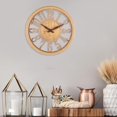 thumbnail image 5 of 12" European Clock Hollow Wood Pattern Large Arabic Numerals Silent Non Ticking Wall Clocks for Kitchen Farmhouse Bedroom ,, 5 of 6