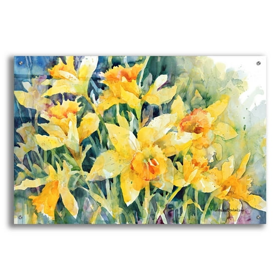 Epic Art 'Daffodil Party' by Annelein Beukenkamp Acrylic Glass Wall Art, 36" x 24"
