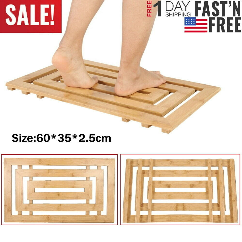 Bamboo Shower Mat Bathroom Bath Floor Mat Sauna NonSlip and Mold