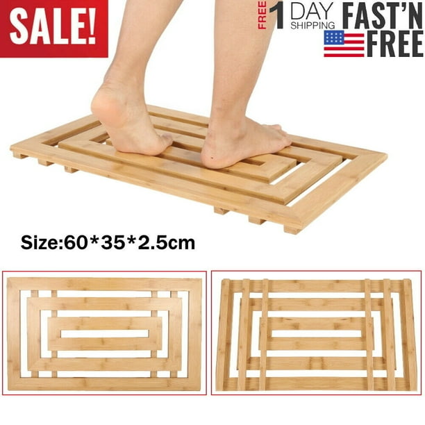 Bamboo Shower Mat Bathroom Bath Floor Mat Sauna NonSlip and Mold