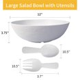 thumbnail image 6 of TP 12" Melamine Salad Bowl Set with Fork and Spoon, Large Mixing Bowl with Utensils, Dishwasher Safe, White, 6 of 6