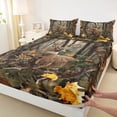 thumbnail image 3 of Homewish Woodland Animal Deer Bed Sheets,Rustic Autumn Leaves King Sheets,Green Brown Sheet Set For Men Women,Super Cozy Room Decor,4-Piece, 3 of 7