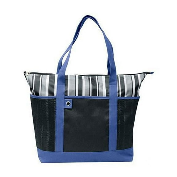 Blue Shopping Striped Tote Bag