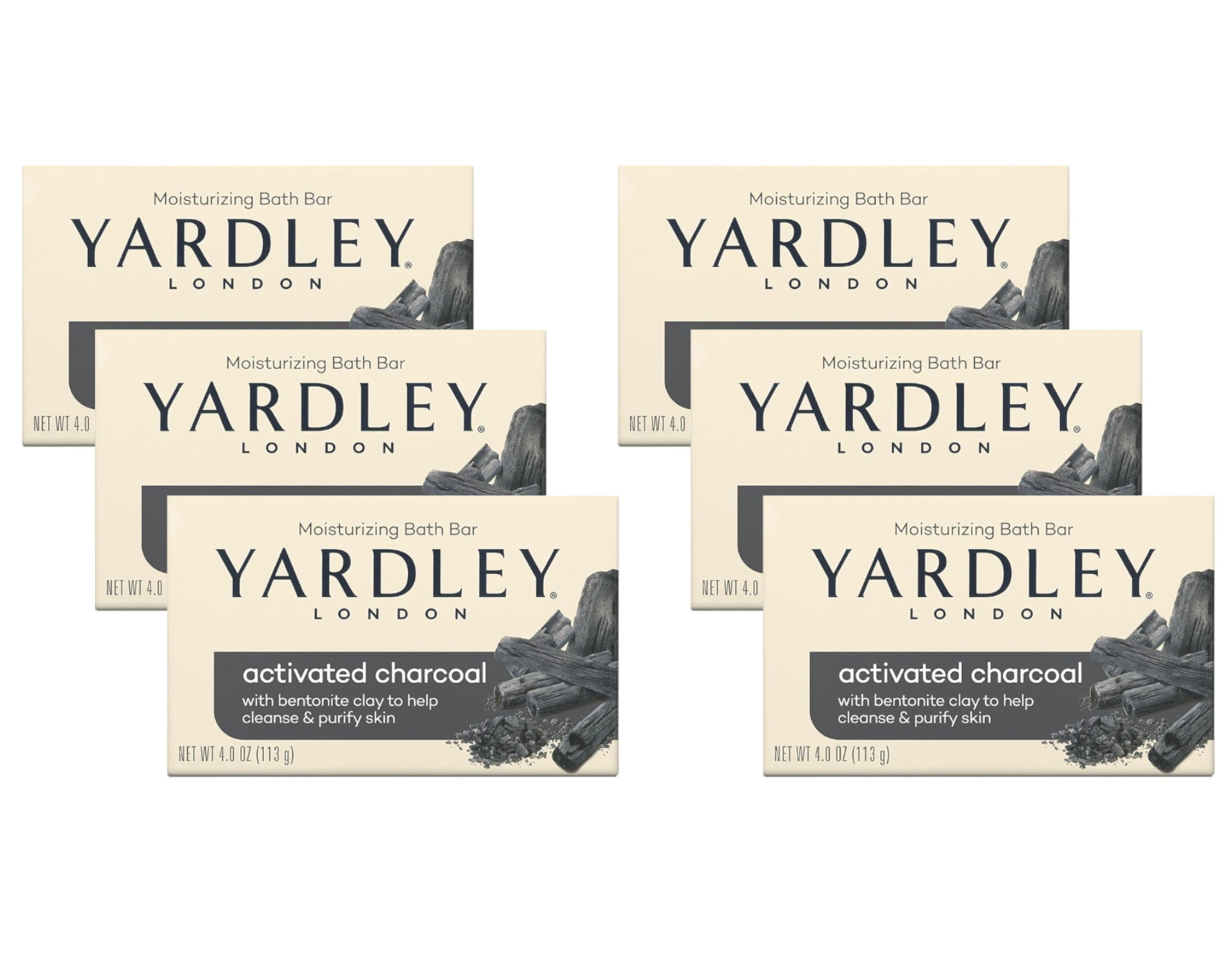 Yardley London Moisturizing Bath Bar Activated Charcoal 4 Oz. Pack of