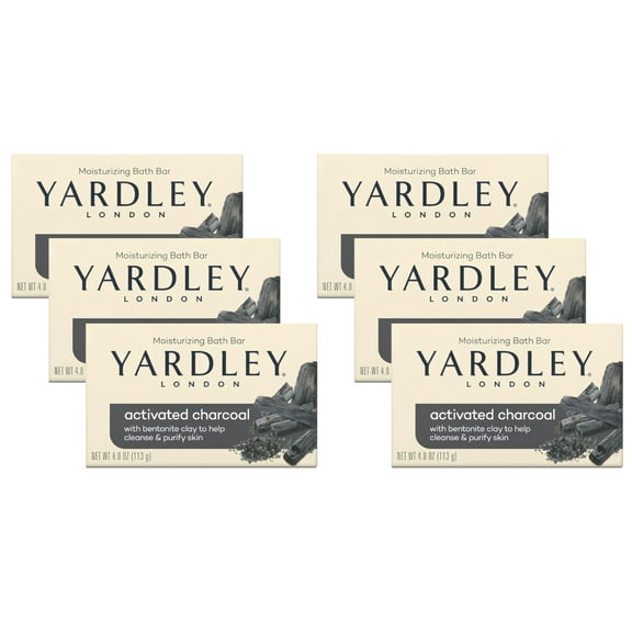 Yardley London Moisturizing Bath Bar Activated Charcoal 4 Oz. - Pack of 6