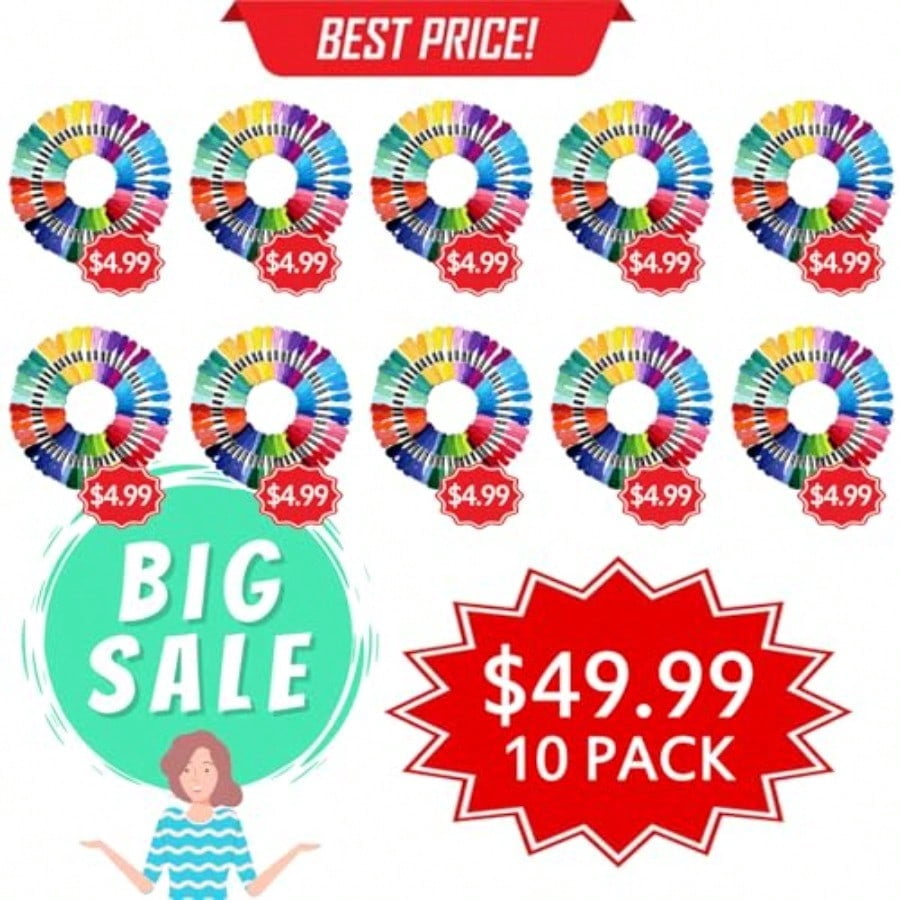 Friendship Bracelet String 500 Skeins Rainbow Color Embroidery Floss Cross  Embroidery Thread Cotton Floss Bracelet Yarn Craft Floss Classic Color 50skeins x10 Pack