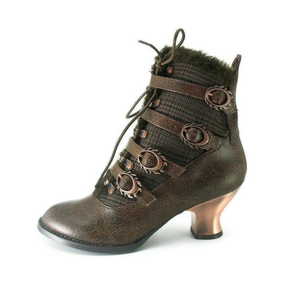 Hades Shoes H-Nephele Victorian ankle boots with inner tuxedo fabric 10 / Brown