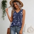 thumbnail image 4 of Kixjoy Tank Tops for Women Loose Fit V Neck Tank Tops Sleeveless Fashion Pleated Tunic Tops Summer Basic Casual Soft Shirts for Women, Blue XXL, 4 of 6