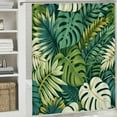 thumbnail image 6 of Awypu Durable and Washable Palm Leaves Hawaiian Monstera Banana Leaves Waterproof Shower Curtain Multiple Sizes White, 6 of 7