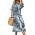 thumbnail image 2 of Kishawna Womens Boho Floral Puff Sleeve Tiered Maxi Dress Long Dresses, 2 of 6