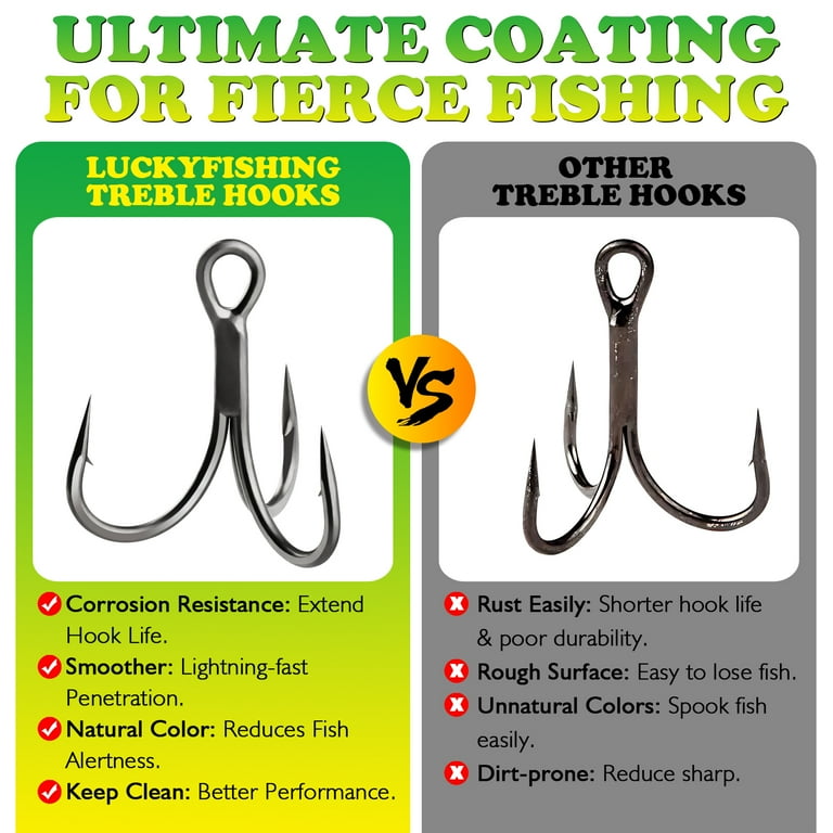 2 fishing tri hook Fishing Treble Hooks #4 Outward Point 3X Strong Triple Hooks for Freshwater  Saltwater Lures 50PCS