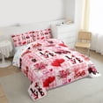 thumbnail image 3 of Manfei Cute Cartoon Gnome Queen Comforter Set,Valentines Rose Flowers Bedding Sets,Pink Patchwork Check Bedding Comforter Set For Girl,Breathable Home Decor Reversible,3 Pieces, 3 of 8