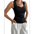 thumbnail image 2 of Camisetas Sin Mangas con Cuello en V para Mujer, Camisetas Básicas, Camisetas Corta, Camisetas y Verano, Camisetas Informales Ajustadas Acanaladas, Negras, Talla S, 2 of 9