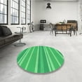 thumbnail image 4 of Ahgly Company Machine Washable Indoor Round Transitional Neon Green Area Rugs, 5' Round, 4 of 7