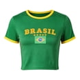 thumbnail image 4 of Trendfront Womens Brasil Graphic Crop Top Y2K Baby Tee Contrast Fitted Football Fan Match Day Crewneck Stadium Chic Going Out Streetwear Team Spirit Tops, 4 of 4