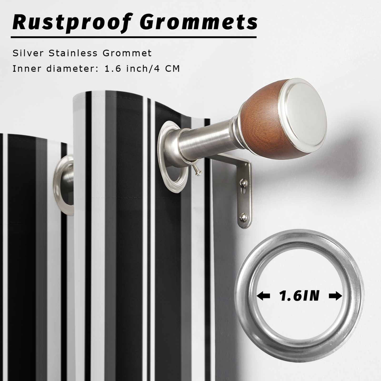 Black Striped Outdoor Curtains for Patio, Vertical Stripe Modern Minimalist Sunshade Privacy Drapes Grommet Waterproof Outside Curtains for Porch/Cabana/Balcony 54"x 108", 1 Panel